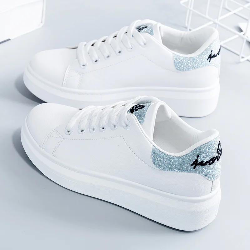 

Кроссовки женские на платформе, повседневная удобная обувь, плоская подошва, белые, весна-осень 2023