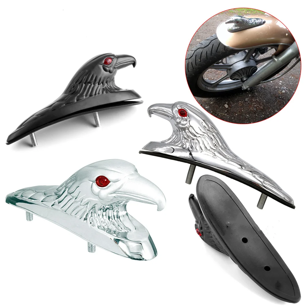 

New Chrome Eagle Head Shape Design ATV Front Fender Frame Ornament Front Fender Accent Piece for Motorcycle Motorbike Car Bonnet