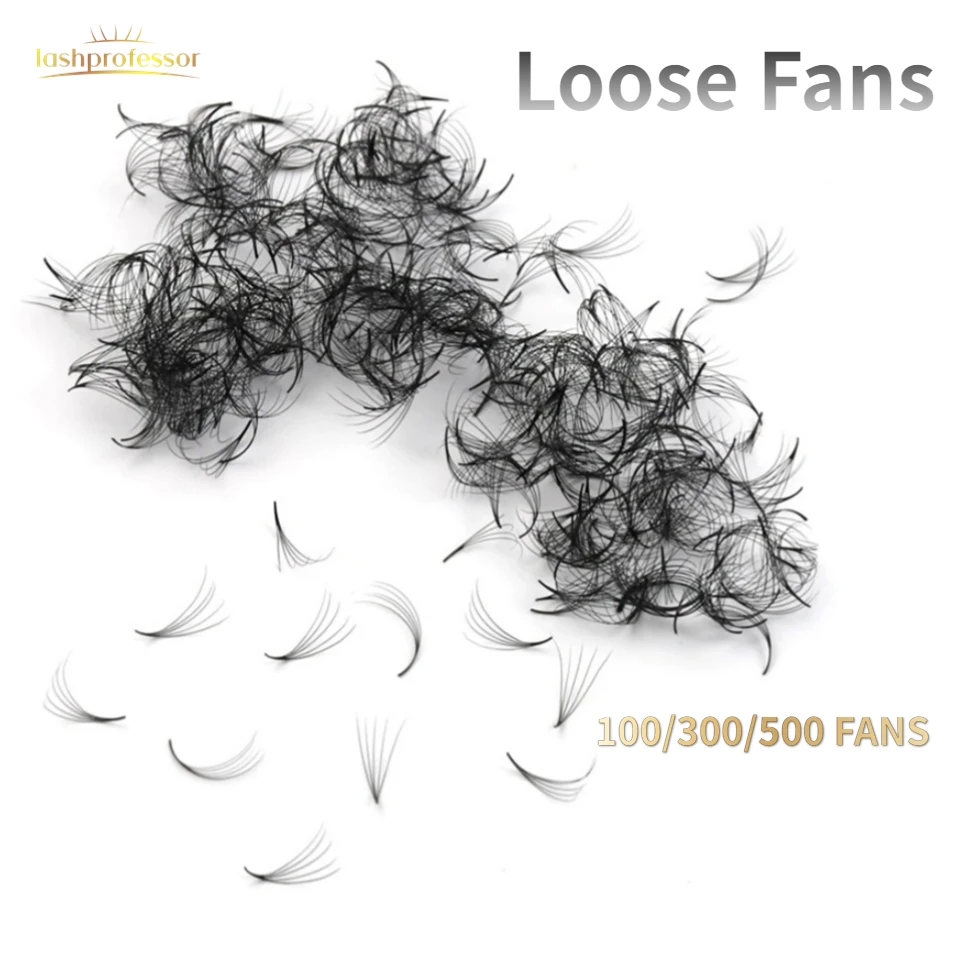 

Lashprofessor 100/300/500 Loose Fans Lashes Thin Pointy Base Sharp Narrow Stem Pre made Volume Fans For Eyelash Extensions