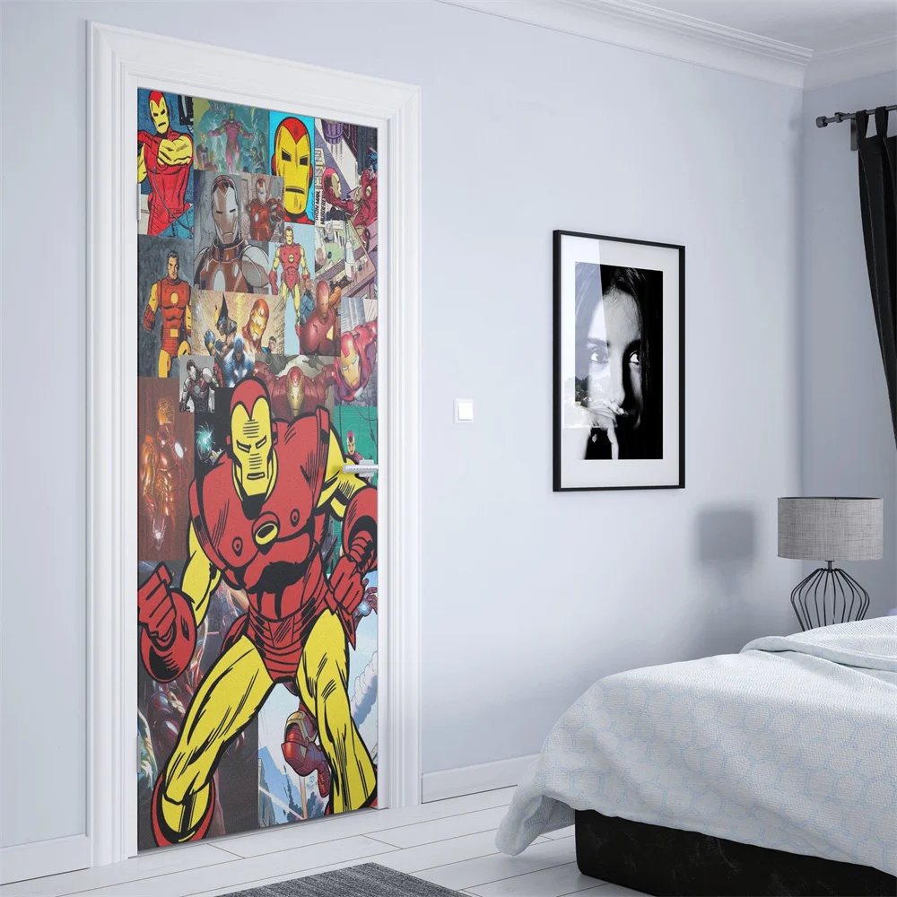 Marvel супергерой Капитан Америка Человек-паук дверная наклейка детская комната