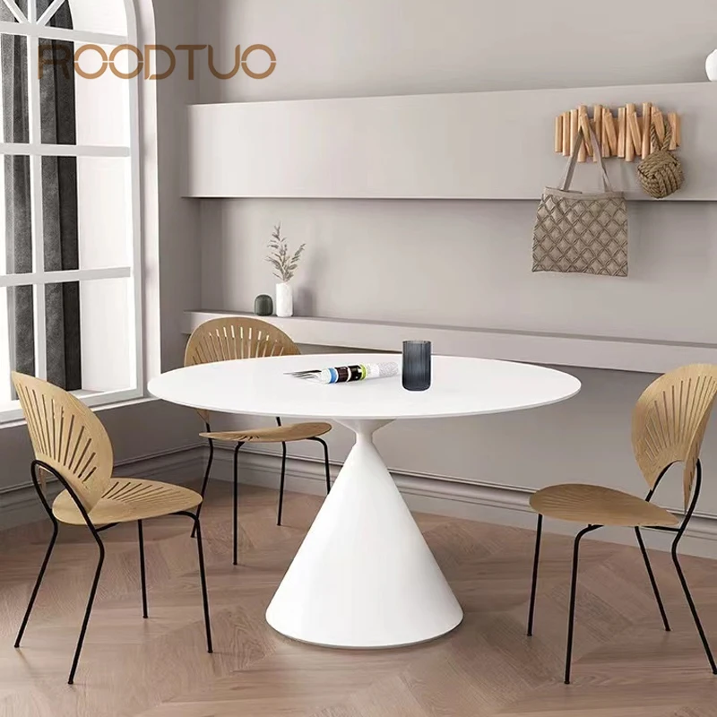 

Новый современный круглый обеденный стол со встроенным поворотным механизмом, кухонный стол с четырьмя стульями, домашняя мебель, обеденный стол