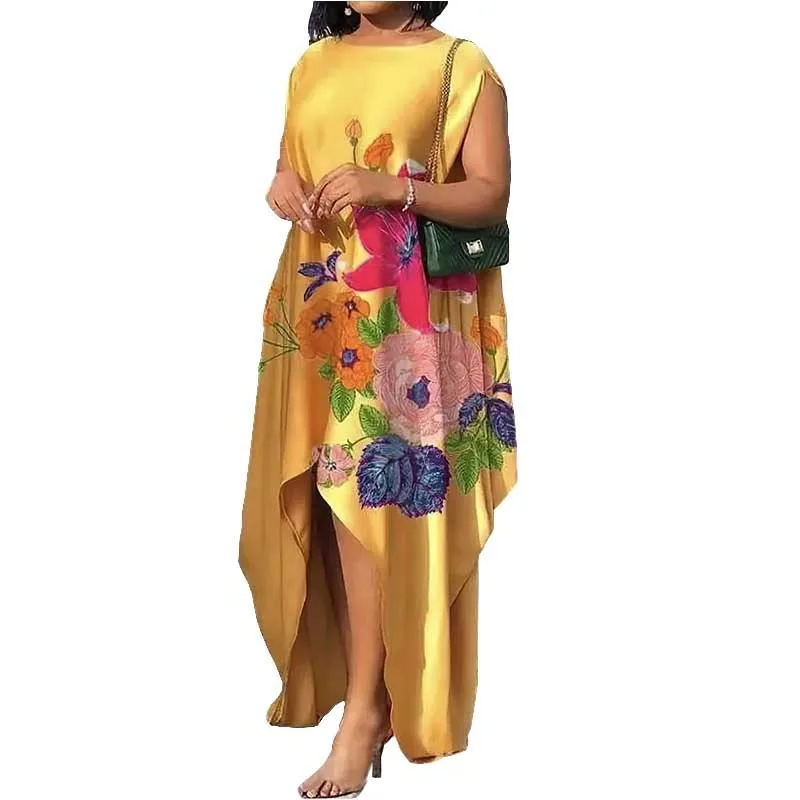 

Dashiki Printed African Dresses For Women Summer Loose Big Size Asymmetrical Long Maxi Princess Dress Fashion Traditional Abaya