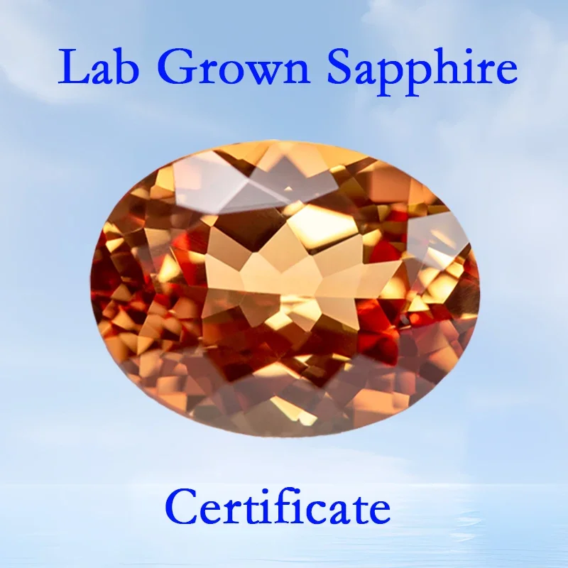 В лаборатории выращенный сапфир оранжевого цвета VVS1 овальной формы подвески