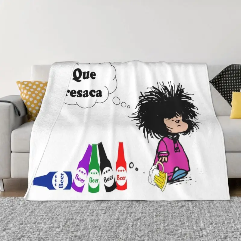 

Ultra Soft Fleece Throw Blanket for Bed Travel Couch Quilt Warm Flannel Blankets Mafalda Cartoon Quino Comics