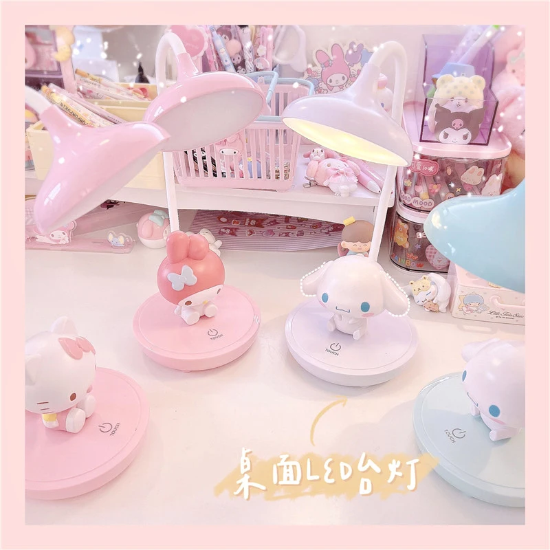 

Cartoon Sanrio Melody Kuromi Primary School Student Desktop Learning Writing Night Lamp Table Lamp Kawaii Bedroom Bedside Lamp