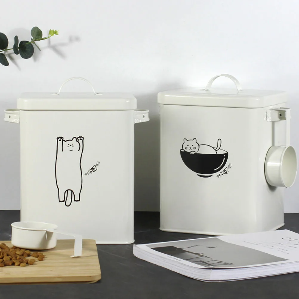 

Железная емкость для пищевых продуктов для домашних животных, емкость для хранения еды для кошки, герметичная емкость для хранения с влагос...