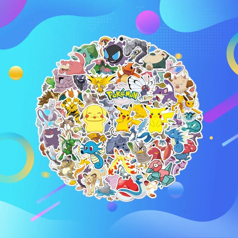 

100PcsKawaii Pokemon Stickers Anime Stickers for Children Credit Card Sticker Set Kids Toys Laptop Stationery Helmet Waterproof