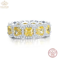 wuiha real 925 sterling silver crushed ice 55mm yellow sapphire simulated moissanite gemstone ring for women gift drop shipping