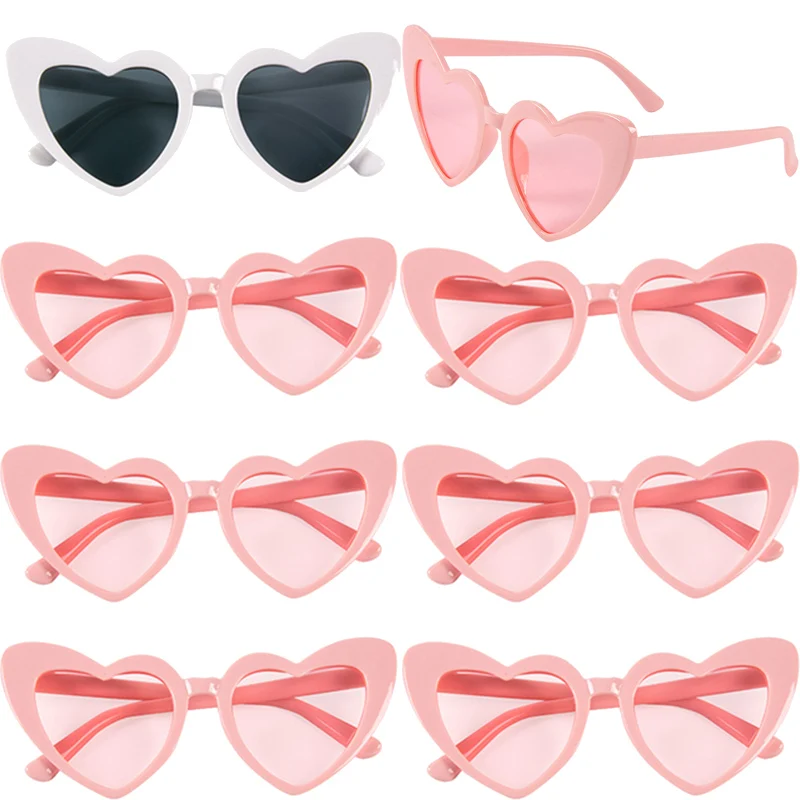 

6/8 Pairs Retro Heart Shaped Sunglasses Bachelorette Bride Bridesmaid Sunglasses Pink White Vintage Glasses Wedding Decoration