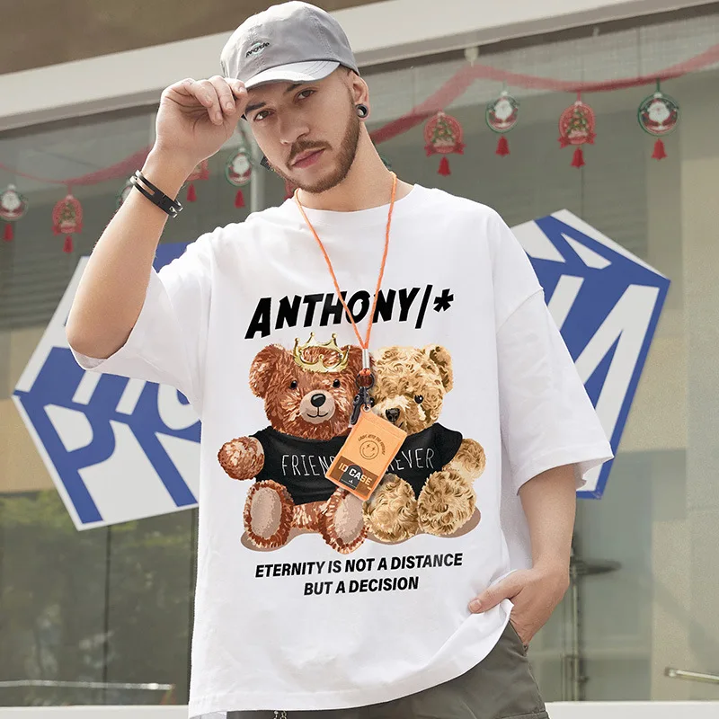 

Oversize short sleeve T-shirt men's tide loose plus size men's national tide summer fat boy tide brand summer dress half sleeve