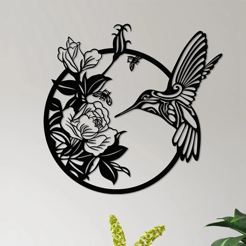 Металлический Настенный декор в виде Луны и бабочки стиле бохо с цветами для дома