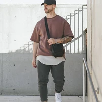 summer high street fashion oversized mens t shirt solid cotton breathable and comfortable retro casual sports short sleeve