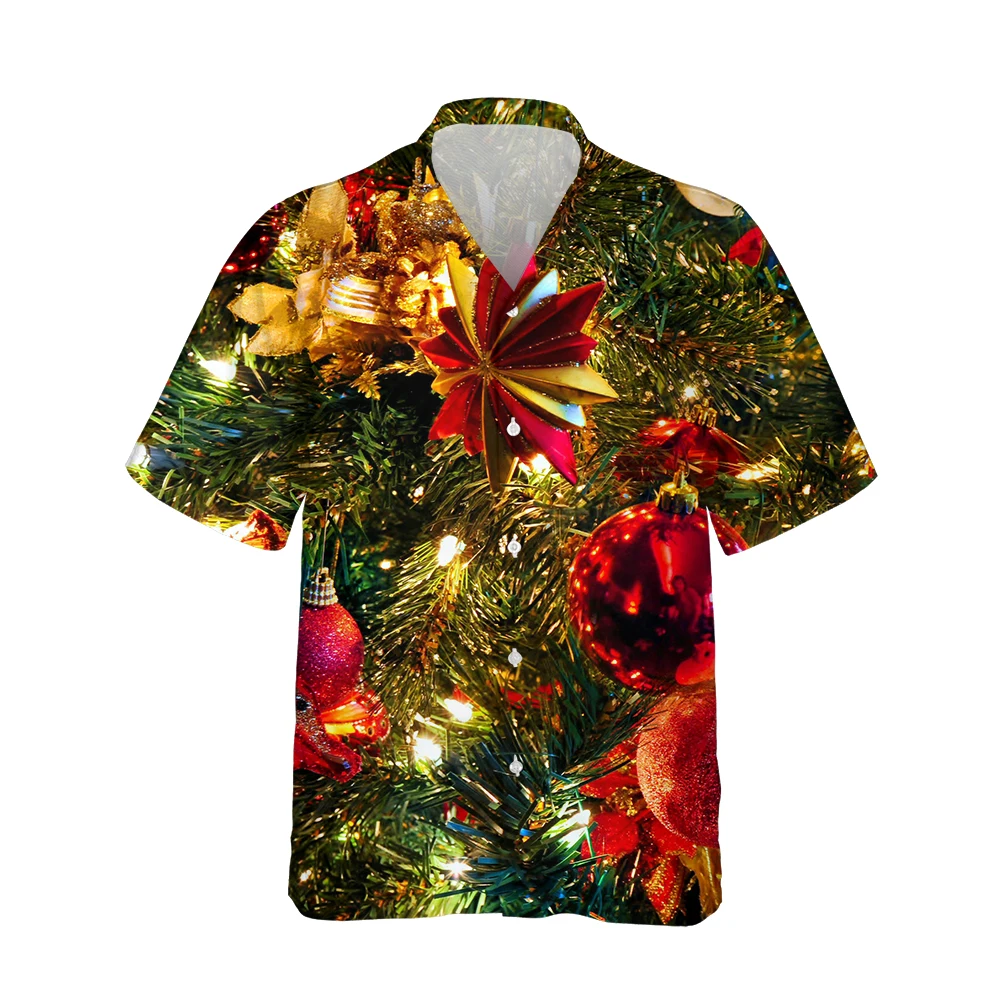 

Jumeast Funny Christmas Tree Shirts For Men Hawaiian Short Sleeve Button Up Men's Shirt Casual Blouses Creative Streetwear Tops