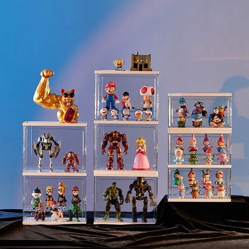 

Acrylic Blind Box Figures Display Case Pop Mart Collectible Dustproof Case Artcrafts Toy Doll Storage Box Anime Figure Organizer