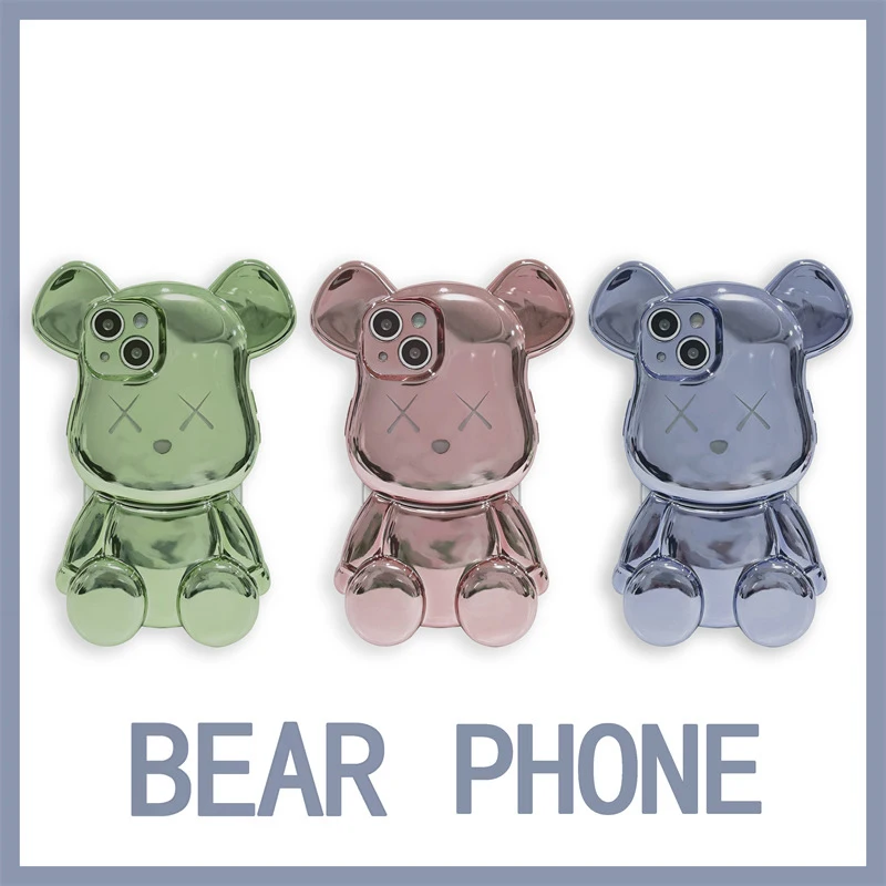 

Electroplate Fashion Trend Cartoon Bear Phone Case Cover for IPhone 11 12 13 Pro X XR XS Max Shockproof Case for IPhone 13 Cases