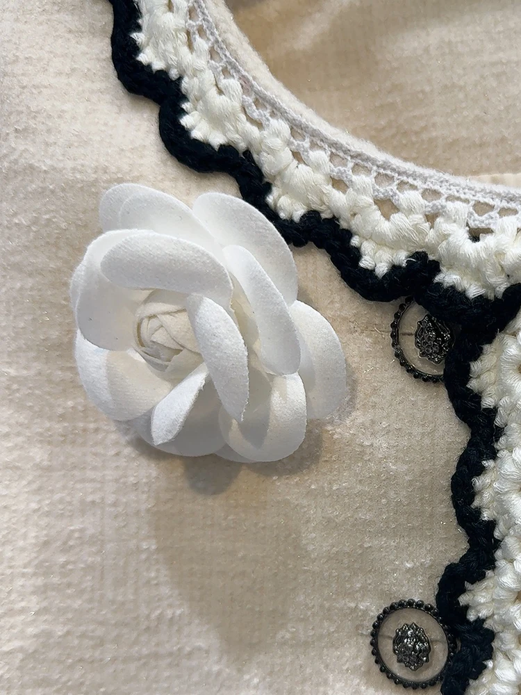 Женская твидовая куртка в стиле пэчворк AELESEEN Элегантная короткая с объемными