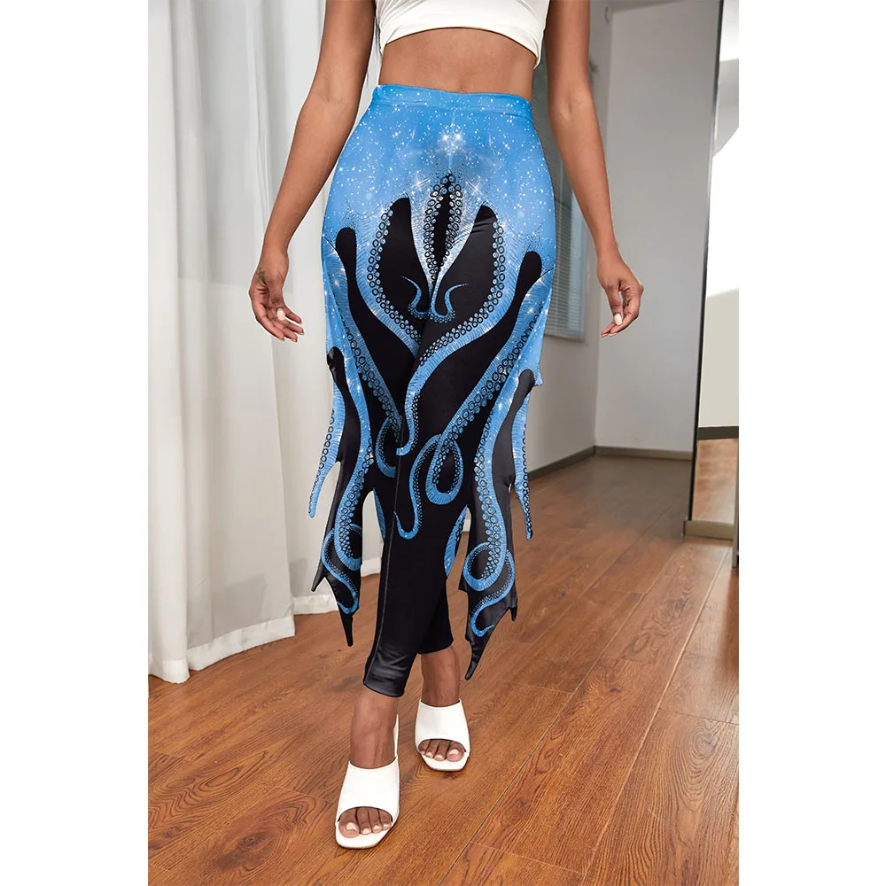 Леггинсы Zawaland женские с высокой талией и принтом русалка