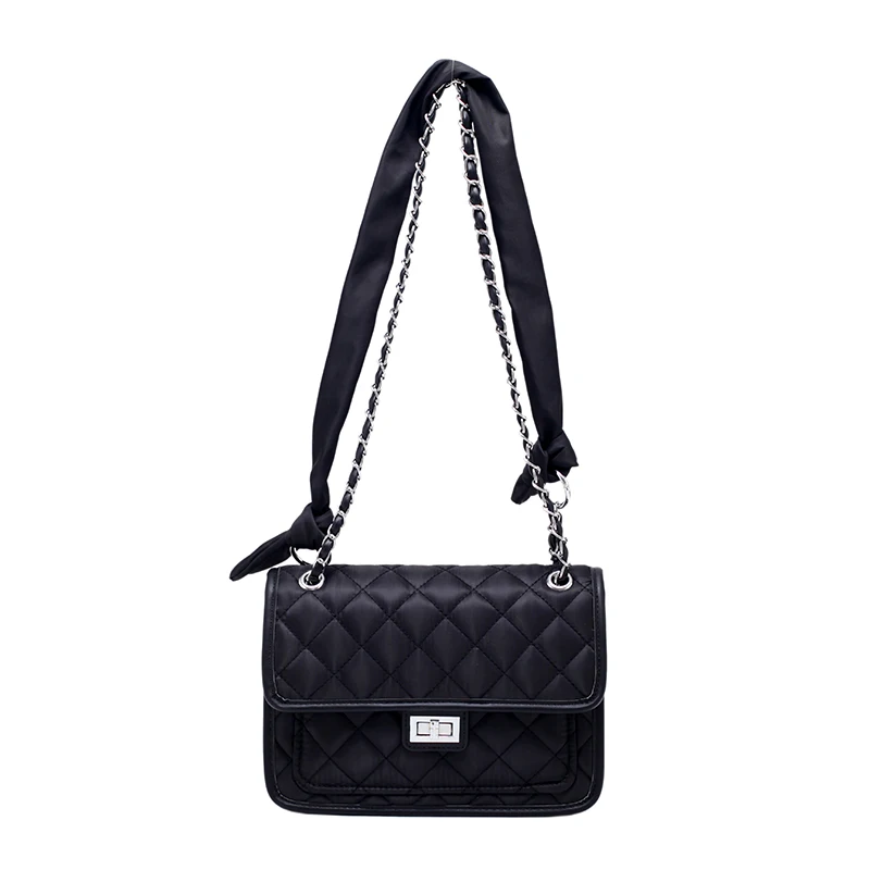 

Женская сумка-мессенджер через плечо на цепочке, черная квадратная сумка из ткани Оксфорд в клетку, вместительные сумки для женщин, кошельк...