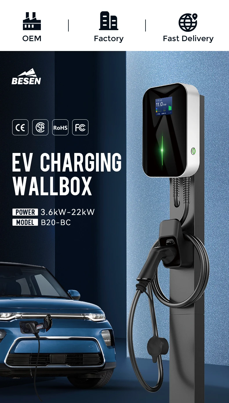 

Mode 3 16A 3 Phase 11KW charging station wallbox electric vehicle ev charger