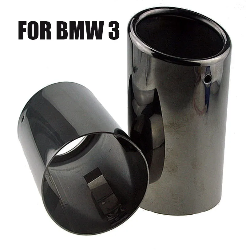 

Car Tail Throat Exhaust Pipe Tail Muffler Titanium Black Stainless Steel 2 Pcs/Set Rear High Quality For BMW 3 Series 2005-2011