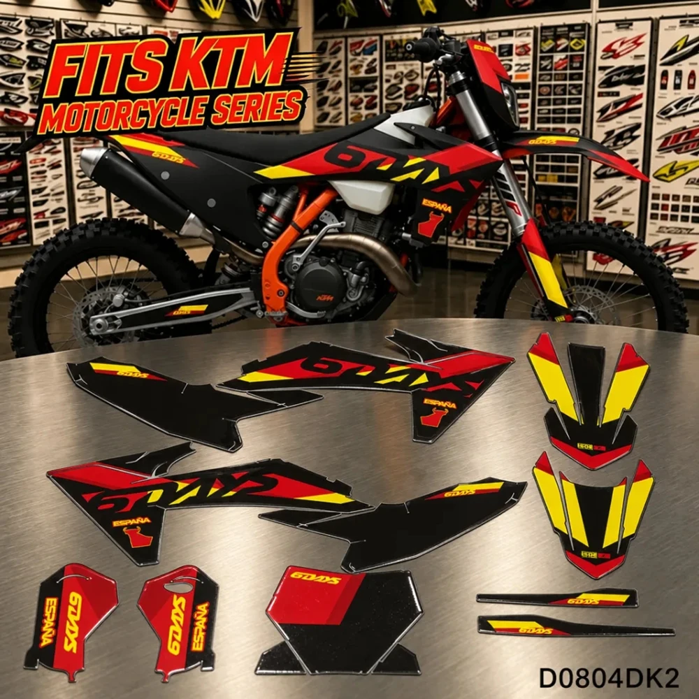 Фото Для KTM SX 65 2024-2026 6DAYS SIXDAYS SPAIN Комплект графических наклеек и стикеров для мотоцикла D0804DK №1