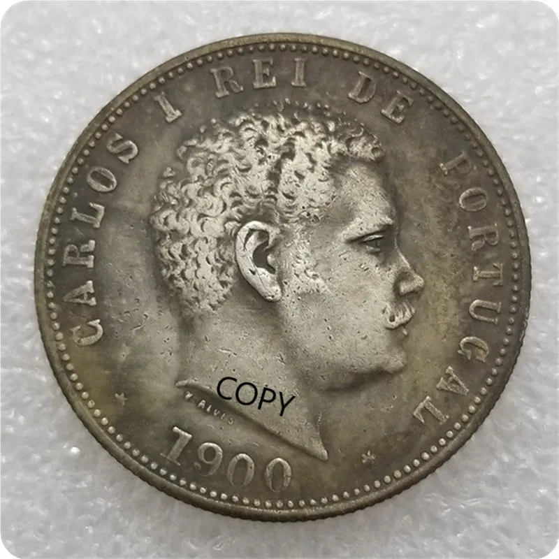 

Portugal 1900 1000 REIS Silver Plated Commemorative Collector Coin Gift Lucky Challenge Coin COPY COIN