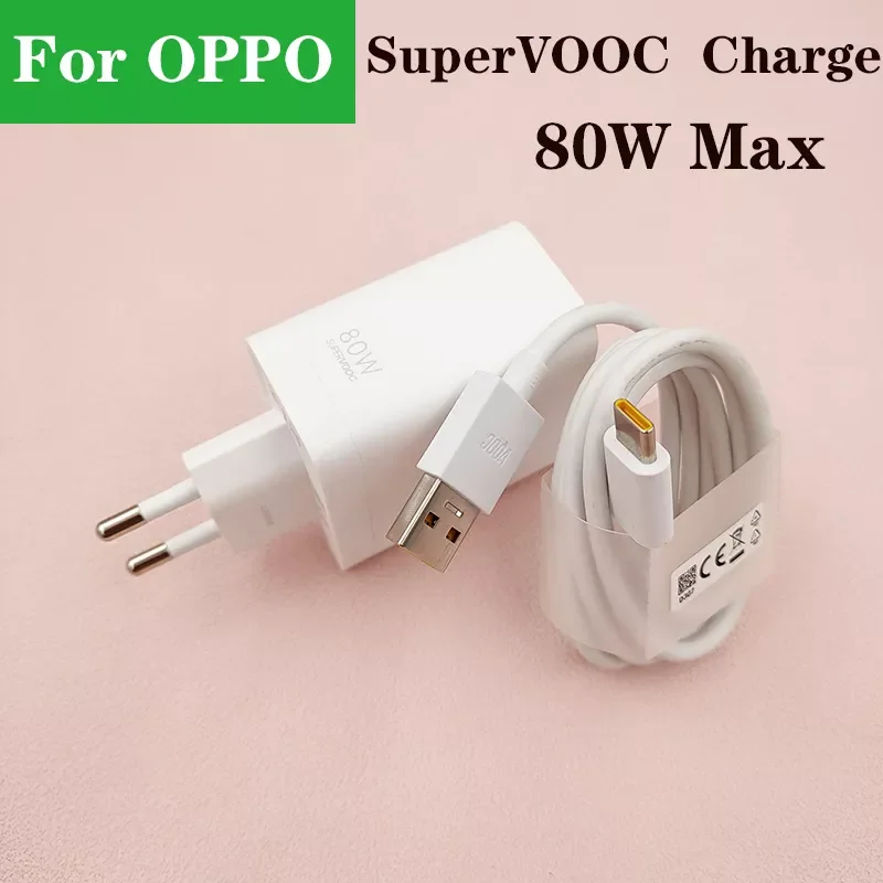 

Original 80W Super VOOC Charger EU Fast Charge Adapter For OPPO Find X5/X3/X2 Pro N Reno 7SE ACE2 R17 Oneplus 10Pro 9+ 8T Realme