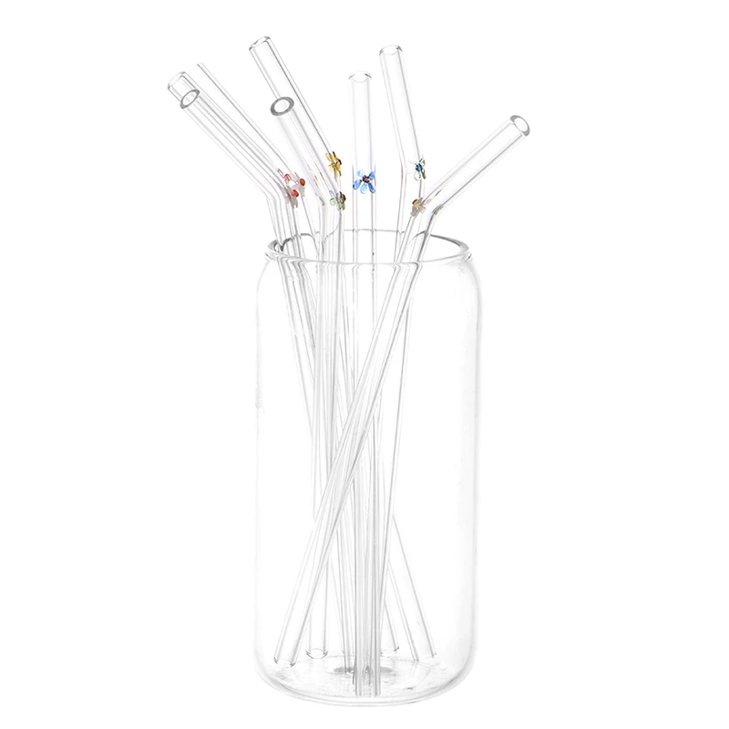 

20*0.8cm Reusable Clear Glass Straws Set for Smoothie Milkshakes Environmentally Friendly Drinkware Straw