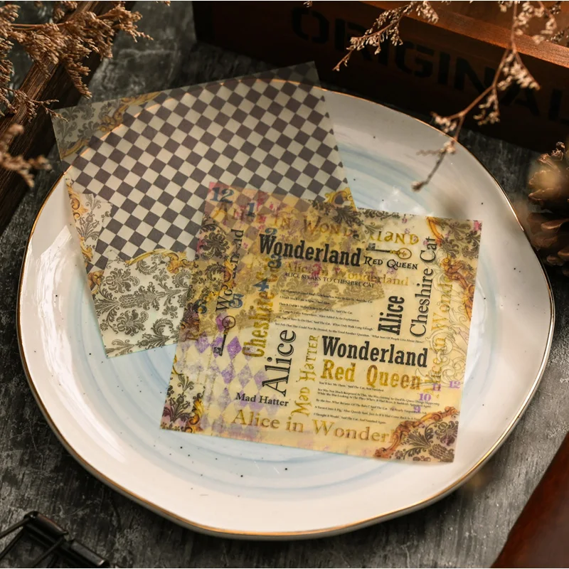 12 листов наклейки в стиле страны чудес винтажные маленькие прозрачные материал