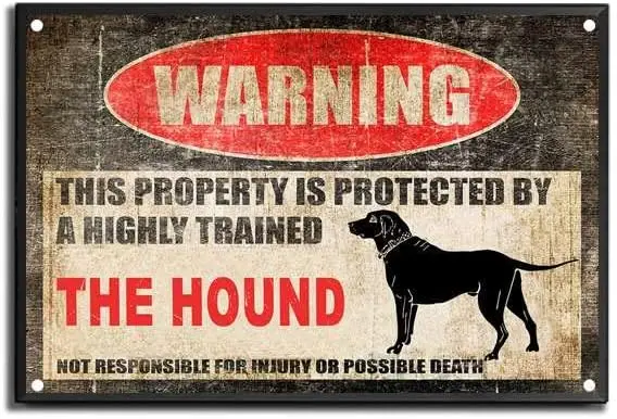 Оловянная вывеска Fun Hound Sign Предупреждающий знак для собаки Собака Новинка Знак