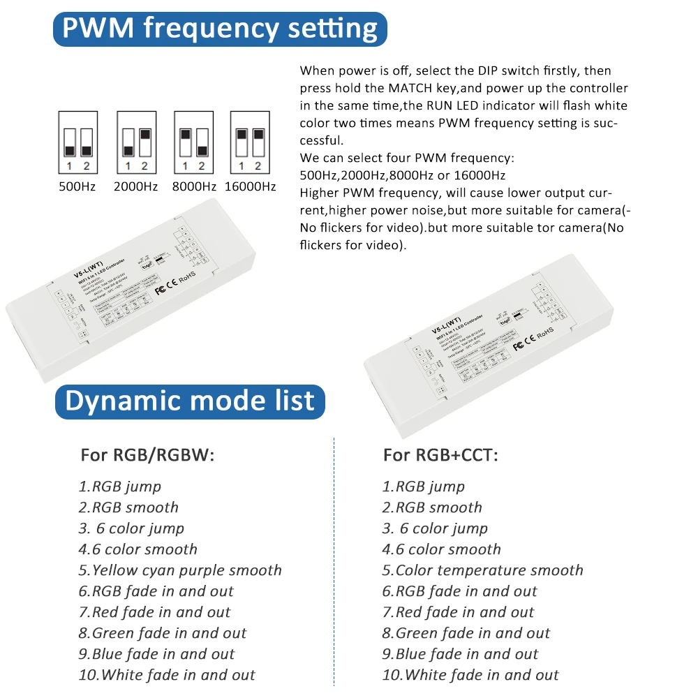 Фото Светодиодная лента Skydance V5-L(WT) 12-48VDC 5CH * 6A WiFi & RF 5 в 1 CCT RGB RGBW RGBCCT, контроллер управления светодиодной лентой, приложение Google Home Alexa №4