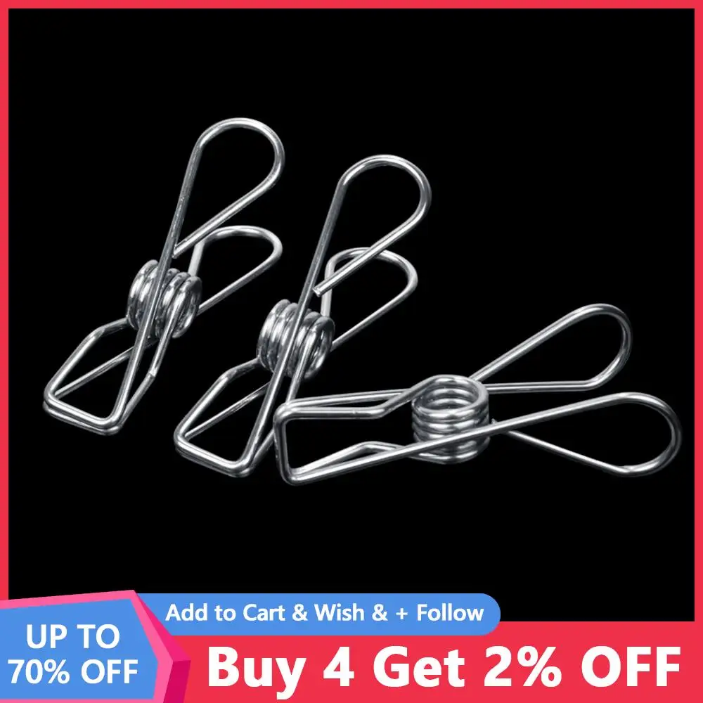 

100Pcs/lot Stainless Hanging Clothes Pins Steel Clothes Pegs Beach Towel Clips Household Bed Sheet Clothespins Wholesale Silver