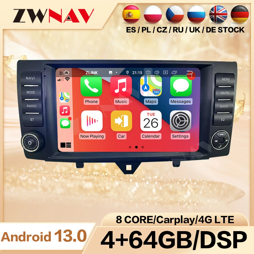 Carplay для Mercedes Benz Smart Fortwo 2011-2014 Android13 Автомагнитола стерео Мультимедийный