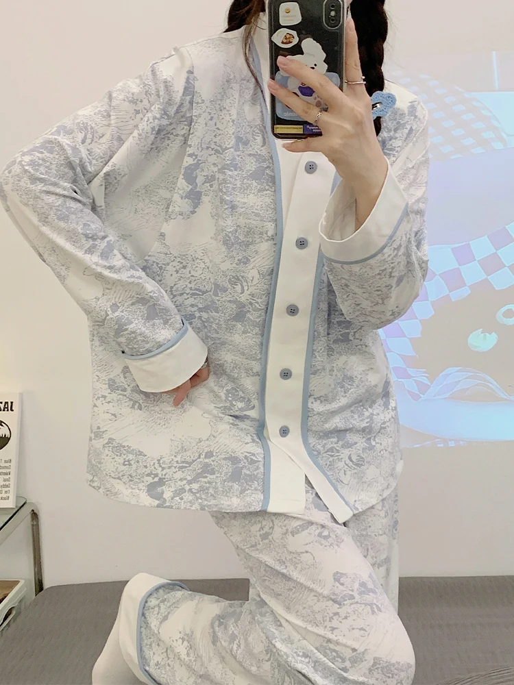 Одежда для родов весна и осень-зима хлопковые послеродовые пижамы Materni женские