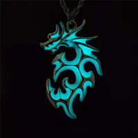 luminous dragon necklace glowing night fluorescence antique silver plated glow in the dark necklace for men women party jewelry