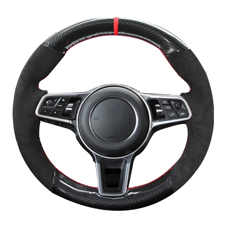 

Чехол рулевого колеса автомобиля Ручное шитье, нескользящая черная замша для Porsche Cayman Boxster Cayenne Macan Panamera 911 996 997