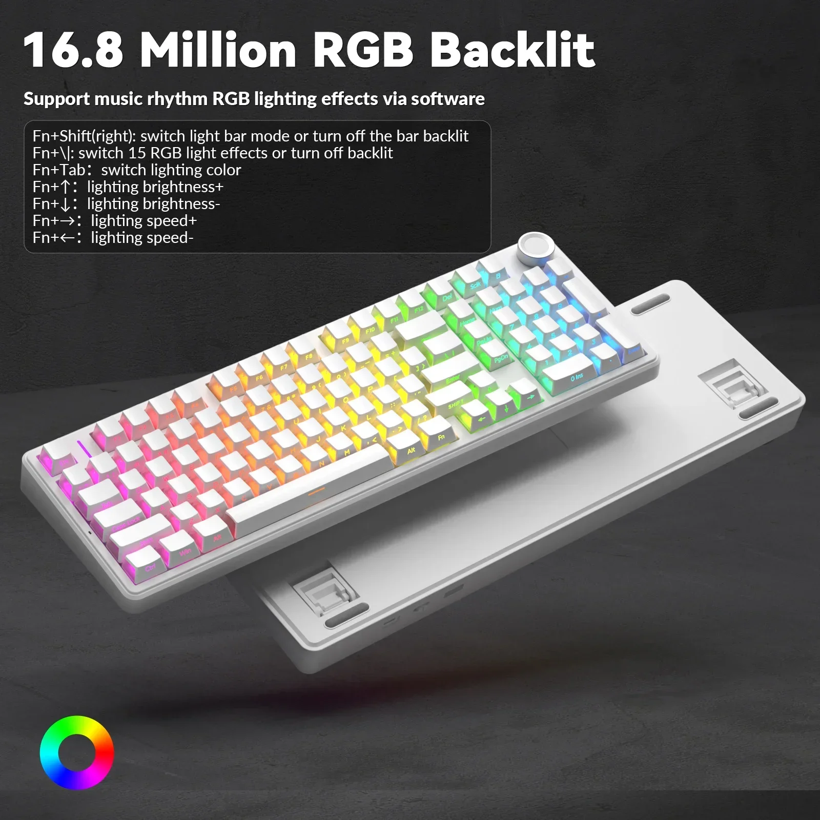 AULA F99Pro Механическая клавиатура с низким уровнем шума и прокладкой RGB с возможностью горячей замены и медиа-ручкой (art.: 3920cecc65e92) - 3920cecc65e92