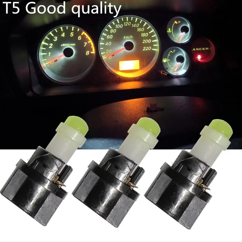 10 шт. салон автомобиля светодиодная лампа для приборной панели T5 W1.2W COB 12 В/24 В светодиодная лампа для автомобильной приборной панели с патроном-держателем