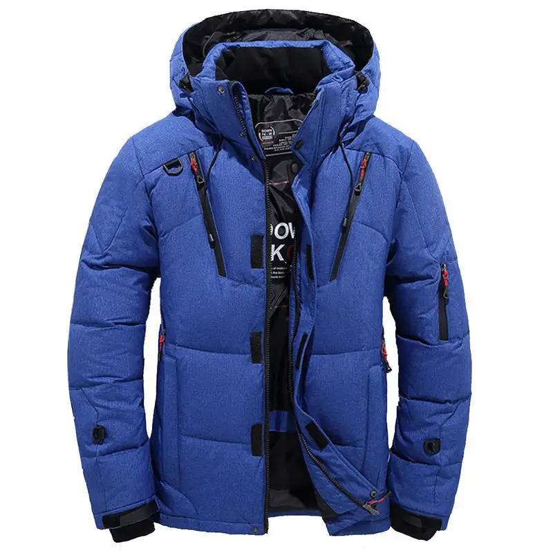 Overcoat Men Casual Thick Warm Parkas 2022 Winter Snow Down Jacket Hooded Coats Multi-pocket White Duck Down Windbreaker Jackets