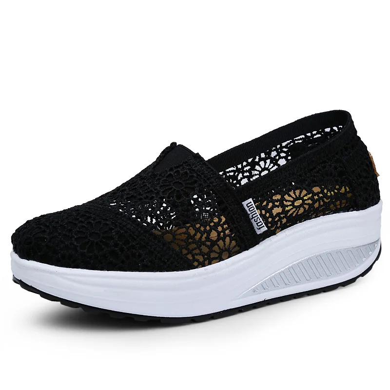 

Women Shoes 2022 Fashion Mesh Breathable Sport Sandals Summer Wedge Platform Lace Sneakers Female Weave Casual Shoes Sandalias