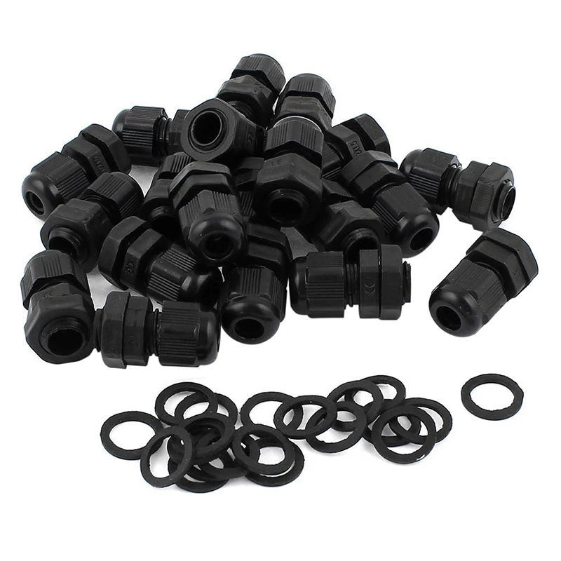 

20 Pcs M12 Plastic 3-6.5Mm Dia Waterproof Cable Glands Connector