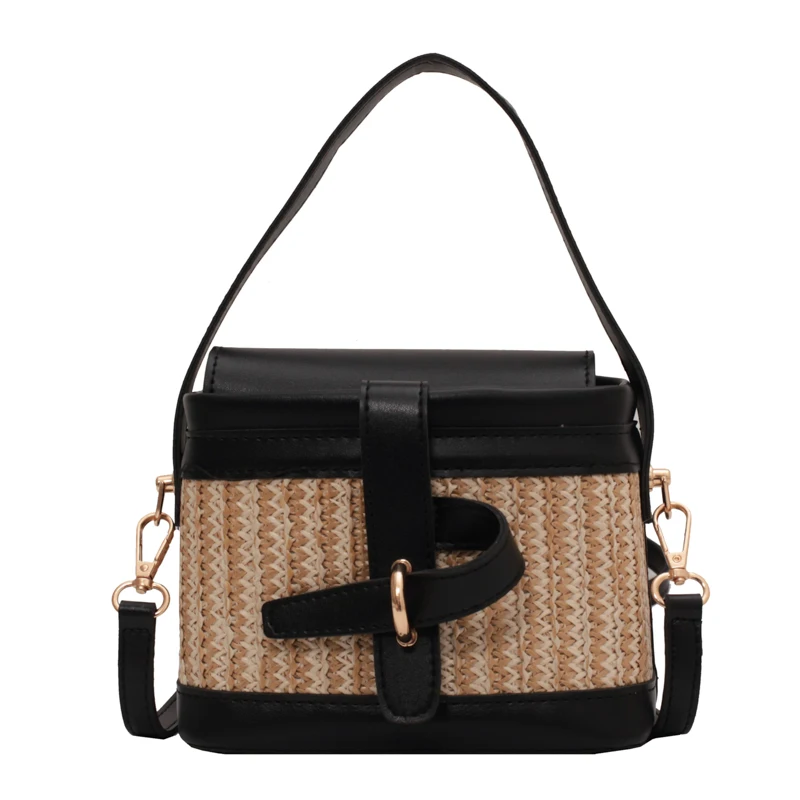 Mini Straw Bucket Bags for Women 2023 Summer Trendy Crossbody Bags Lady Travel Purses and Handbags Female Shoulder Simple Bag