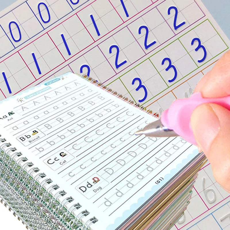 

Free Shipping Magic Copy Book Free Wiping English French Copybooks Pen Children Writing Sticker For Calligraphy Montessori Gift