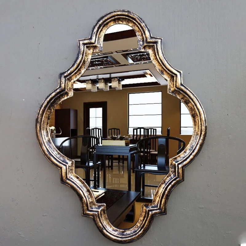 

Gold Bathroom Mirror Wall Modern Design Aesthetic Japanese Korean Makeup Mirror Bathroom Decoration Espejo Pared Bedroom Decor