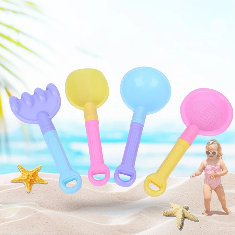 

New 4Pcs/set Beach Sand Toys Beach Shovel Toddler Kids Snow Shovel Sand Mesh Sieve Toy Outdoor Play Tool Children Gifts