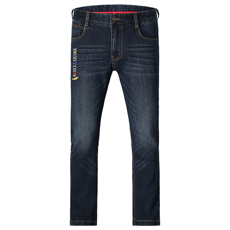 2022 Bruce&Shark Men's Jeans Winter Thick Fashion Casual Straight Leg Strech Soft Loose Super Quality Special Wash big size 42