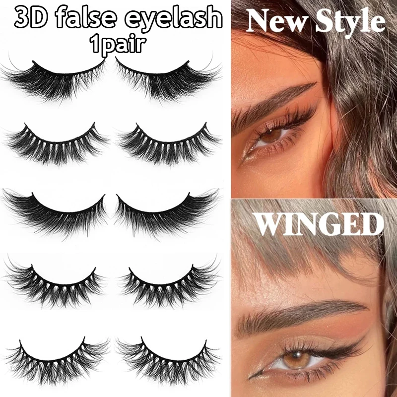 

1Pair Handmade Mink Eyelashes 3D Curl Winged Natural Realistic Messy End Eye Elongated Thick False Eyelashes Soft Fake Eyelashes