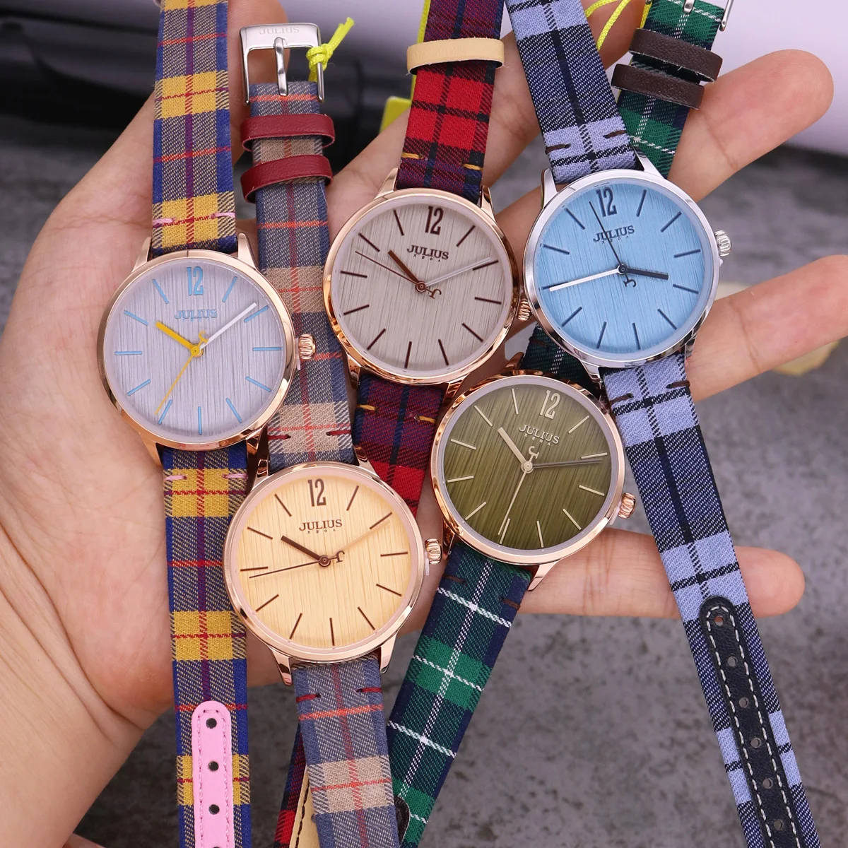 Часы Julius женские кварцевые в японском стиле унисекс модные британском клетку с