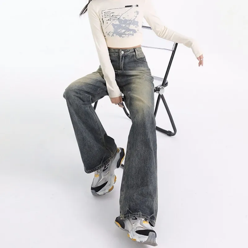 FINEWORDS модные повседневные потертые джинсы в стиле ретро женские легкие свободные