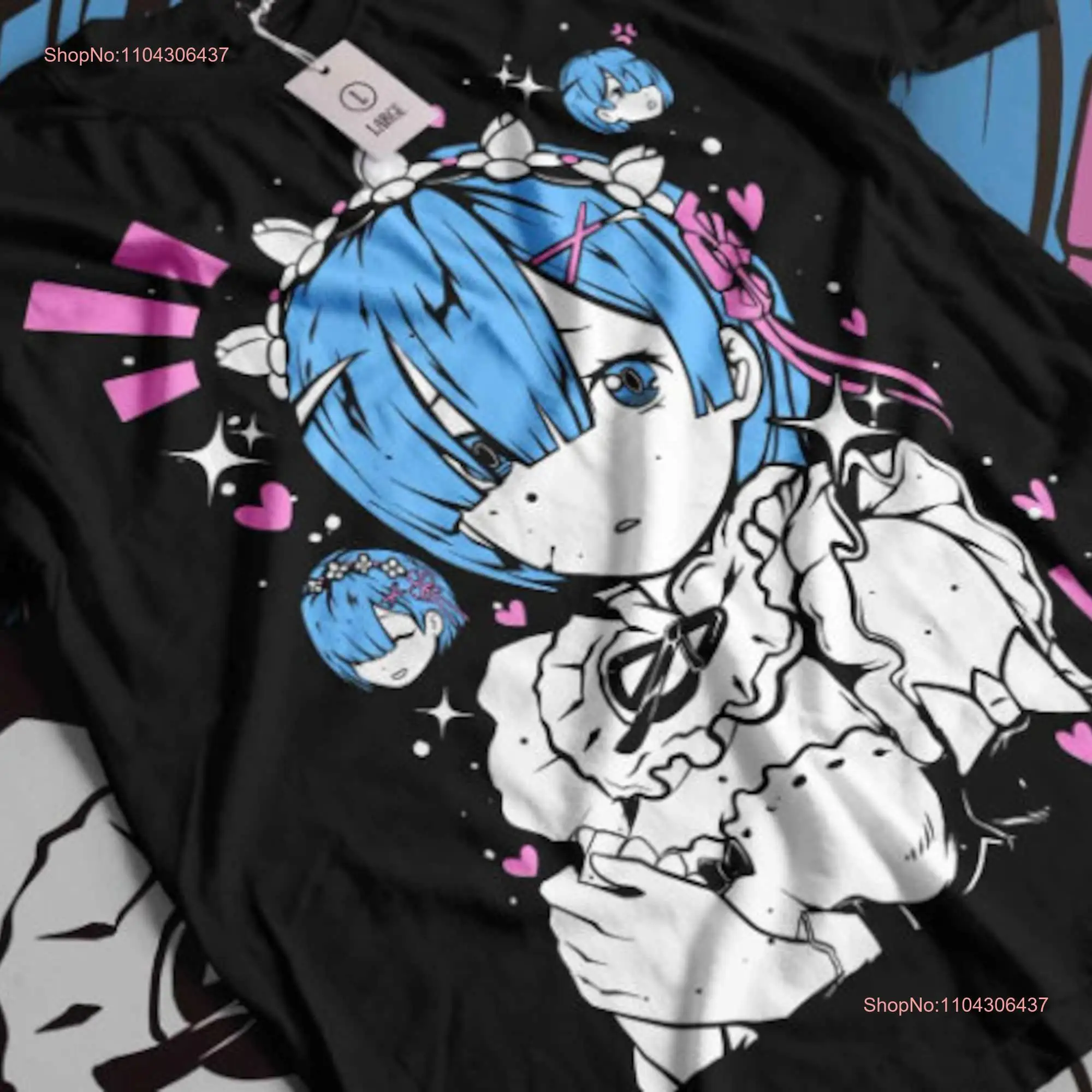 Re Zero Rem Ram Aesthetic Аниме Vaporwave Джерси Футболка с длинными или короткими рукавами